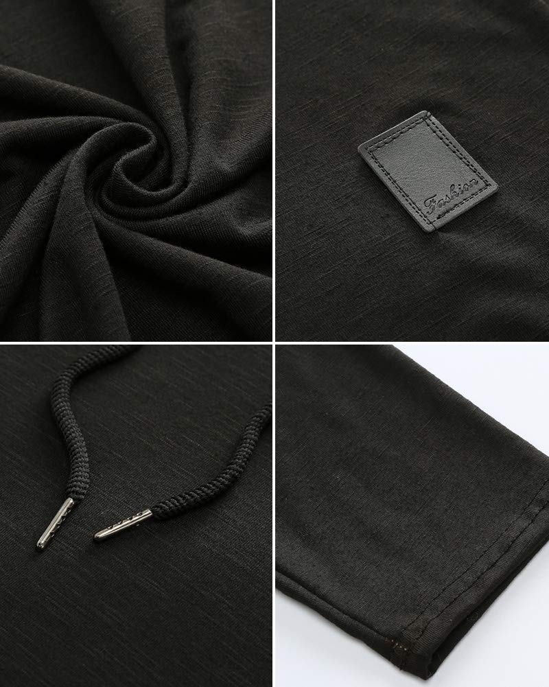 lexiart Mens Fashion Athletic Hoodies Sport Sweatshirt Solid Color Fleece Pullover black 3XL - Image 4